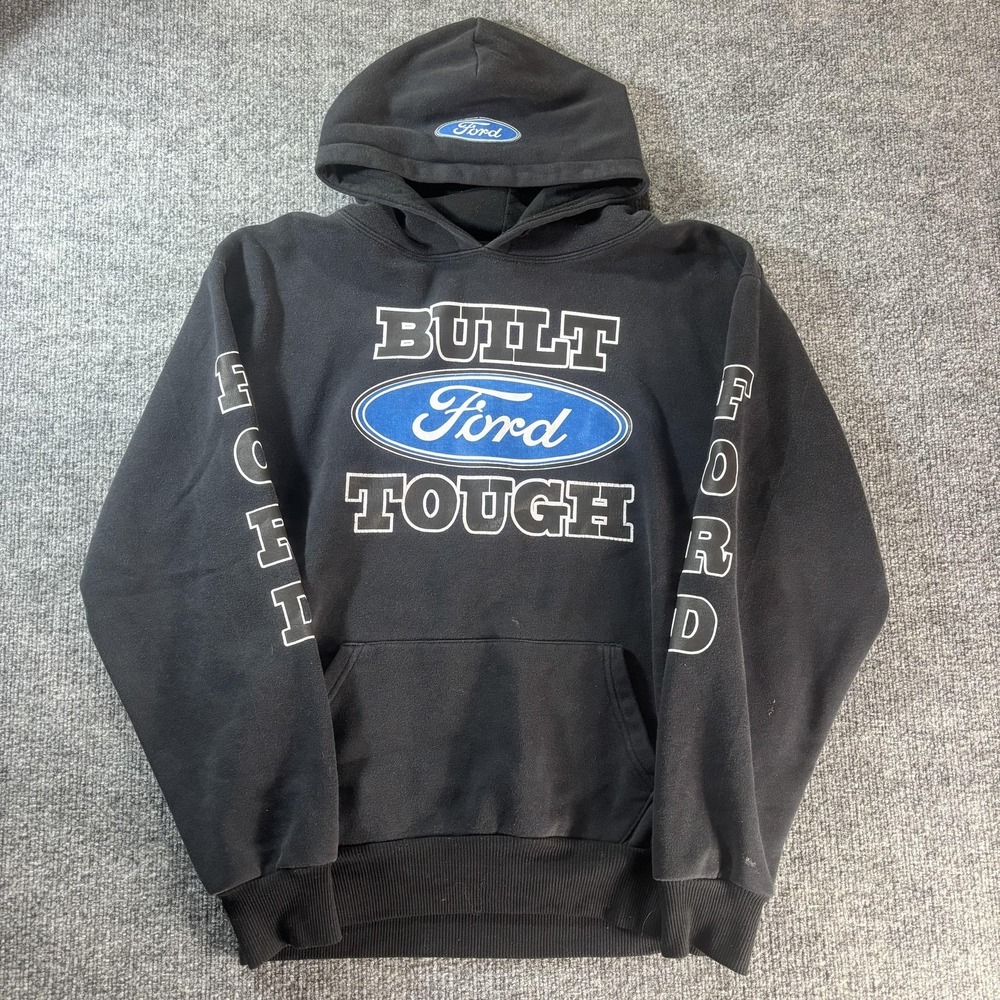 King Tut Hoodie Mens Large Black Pullover Fleece Ford Built Tough Logo Graphic